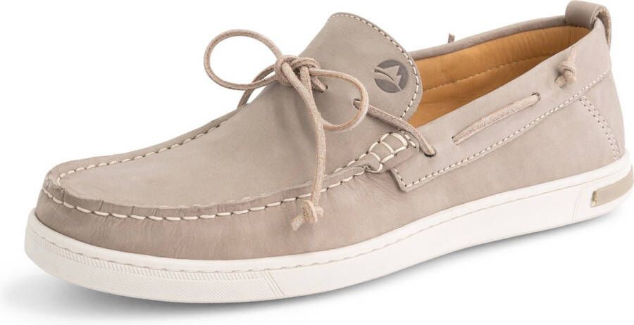 Travelin ' Falmouth Heren Leren Moccasins met veter Bootschoenen Instappers Grijs Leer