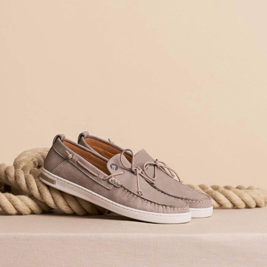 Travelin ' Falmouth Heren Leren Moccasins met veter Bootschoenen Instappers Grijs Leer - Foto 9