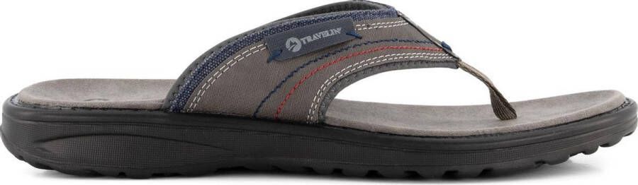 Travelin ' Fiksdal Heren Teenslipper Outdoor- Sport- en Wandelsandalen met Profielzool Grijs