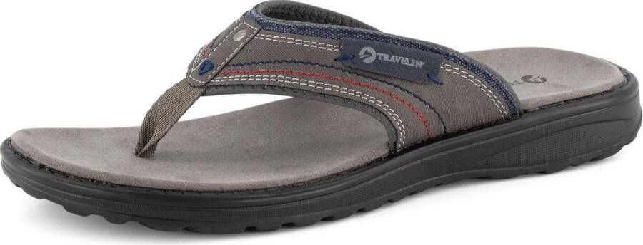 Travelin ' Fiksdal Heren Teenslipper Outdoor- Sport- en Wandelsandalen met Profielzool Grijs