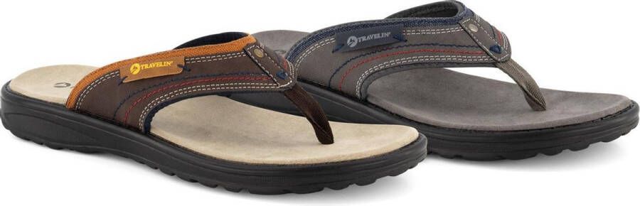 Travelin ' Fiksdal Heren Teenslipper Outdoor- Sport- en Wandelsandalen met Profielzool Grijs