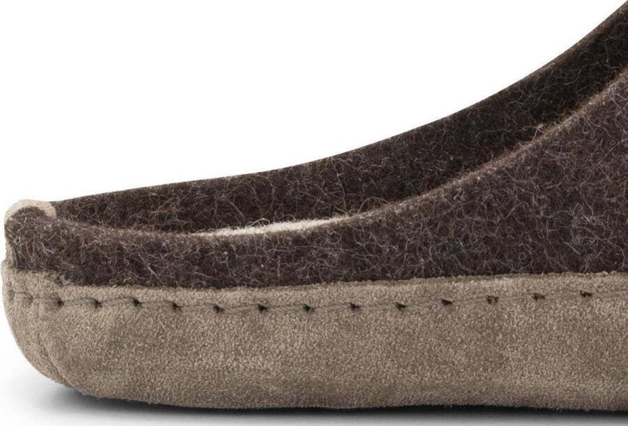 Travelin ' Get-Home Dames Slip-On sloffen Wollen pantoffels Suede zool Bruin