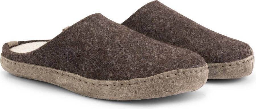 Travelin ' Get-Home Dames Slip-On sloffen Wollen pantoffels Suede zool Bruin