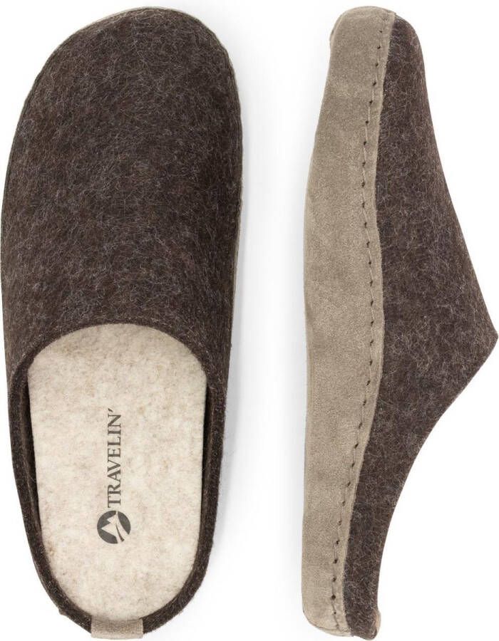 Travelin ' Get-Home Dames Slip-On sloffen Wollen pantoffels Suede zool Bruin