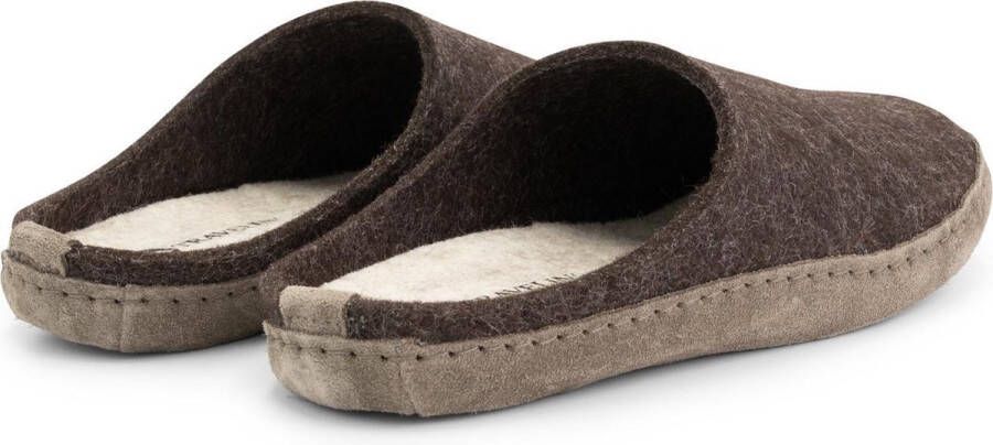 Travelin ' Get-Home Dames Slip-On sloffen Wollen pantoffels Suede zool Bruin