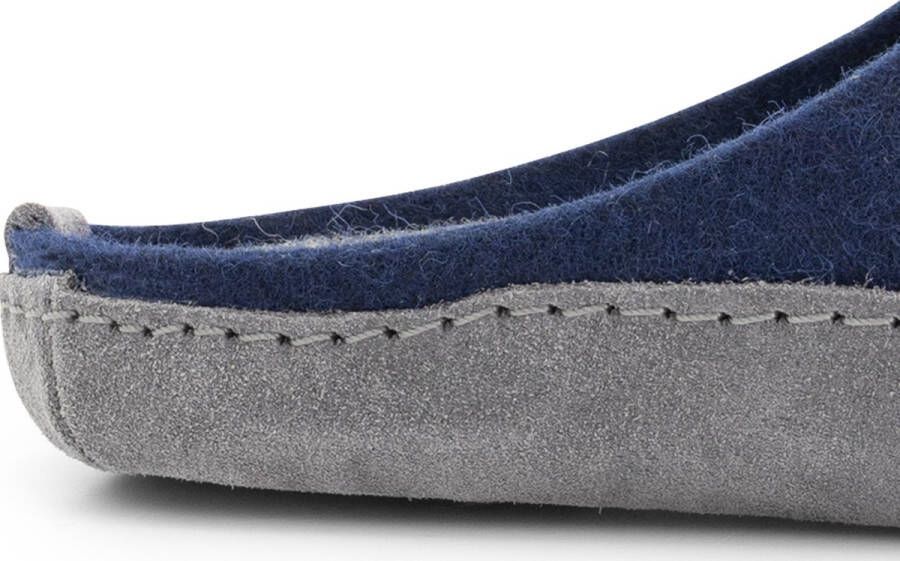 Travelin ' Get-Home Dames Sloffen Wollen Pantoffels Instappers met suède zool Navy Blauw