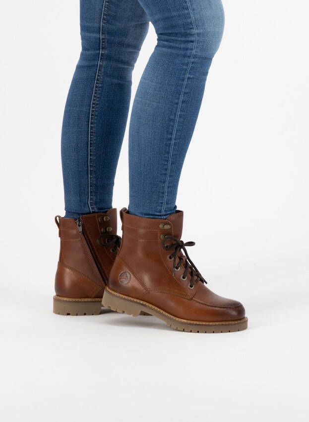 Travelin ' Haugesund Dames Leren Veterschoenen Wol gevoerde boots Cognac leer - Foto 3