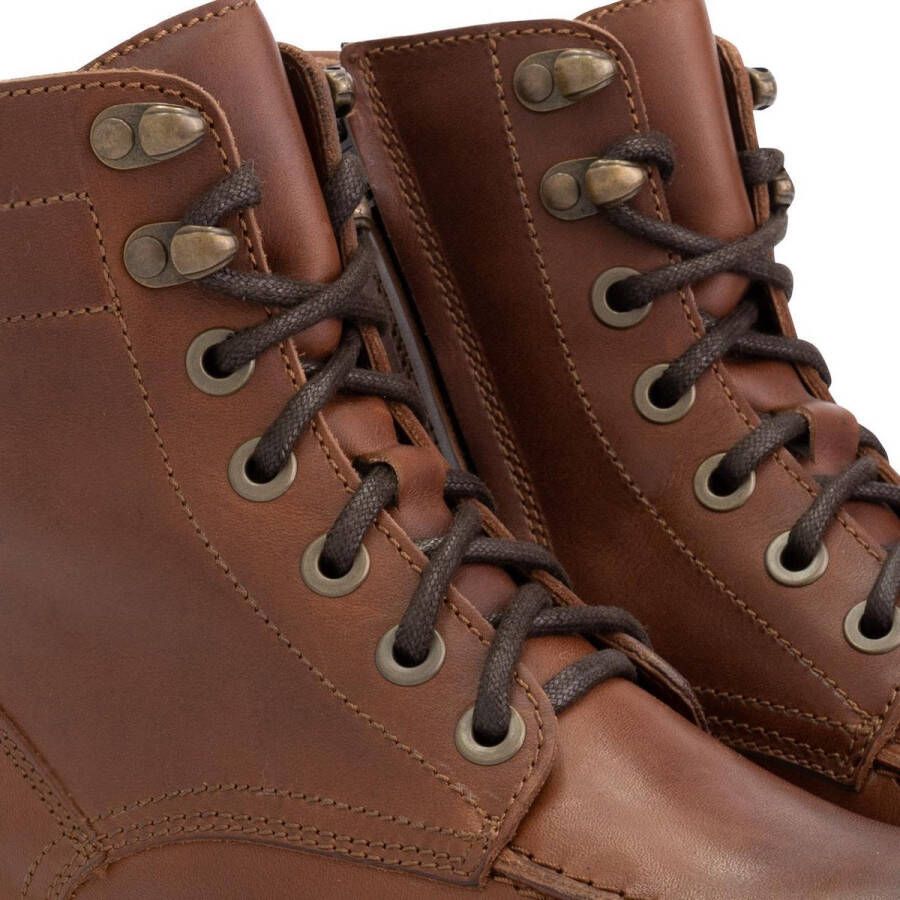 Travelin ' Haugesund Dames Leren Veterschoenen Wol gevoerde boots Cognac leer - Foto 4