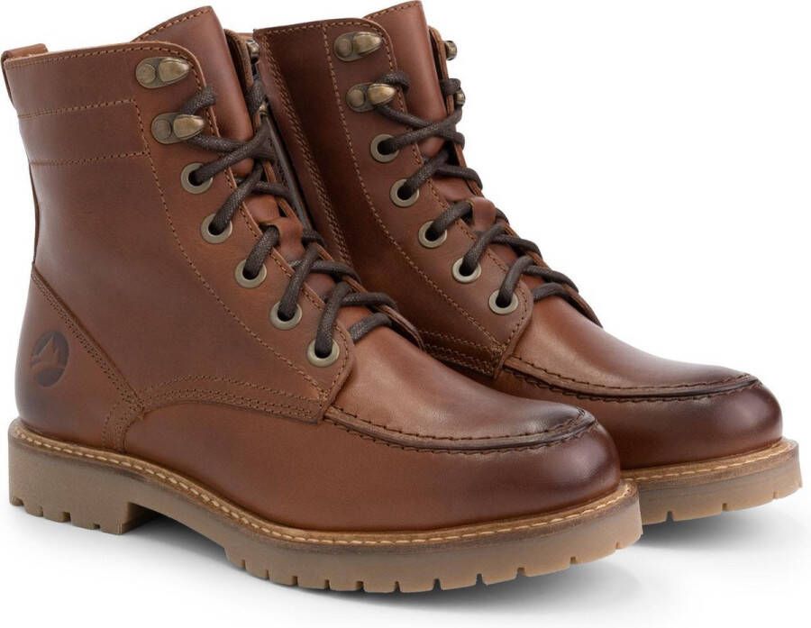 Travelin ' Haugesund Dames Leren Veterschoenen Wol gevoerde boots Cognac leer - Foto 5