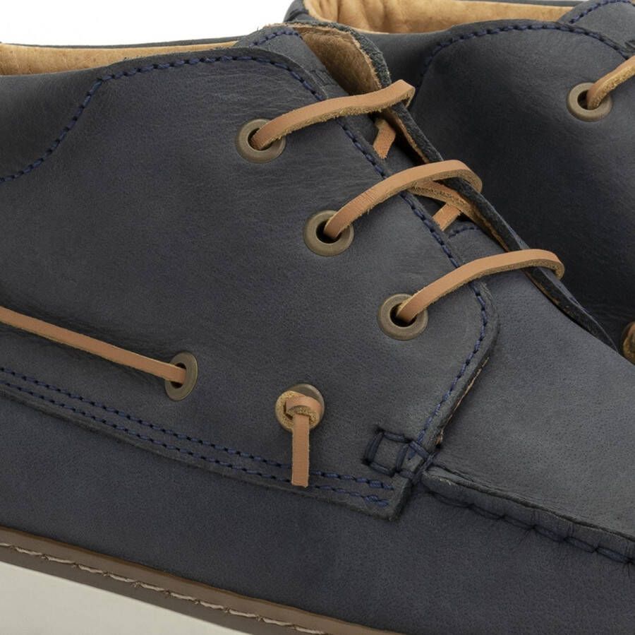 Travelin ' Helford hoge zomerschoenen heren leren Mocassins hoog Veterschoenen mannen Donkerblauw leer