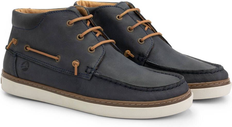 Travelin ' Helford hoge zomerschoenen heren leren Mocassins hoog Veterschoenen mannen Donkerblauw leer