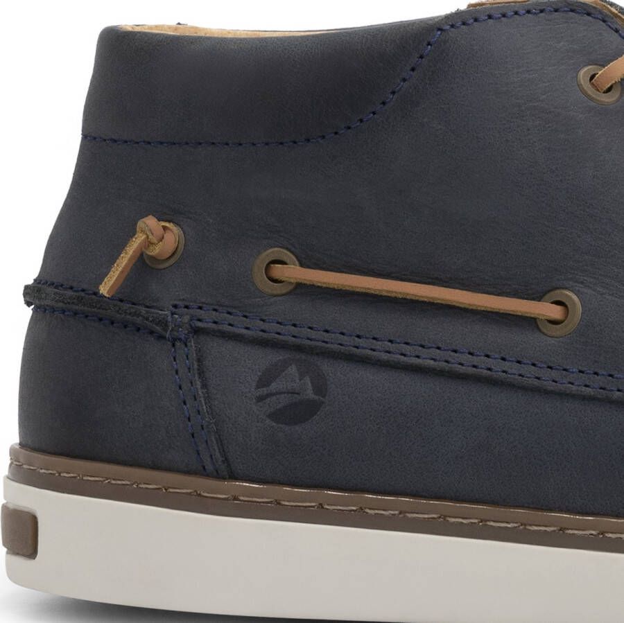 Travelin ' Helford hoge zomerschoenen heren leren Mocassins hoog Veterschoenen mannen Donkerblauw leer