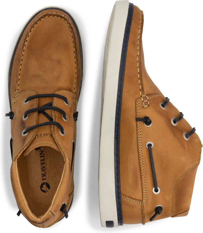 Travelin ' Helford hoge zomerschoenen heren leren Mocassins hoog Veterschoenen mannen Lichtbruin leer