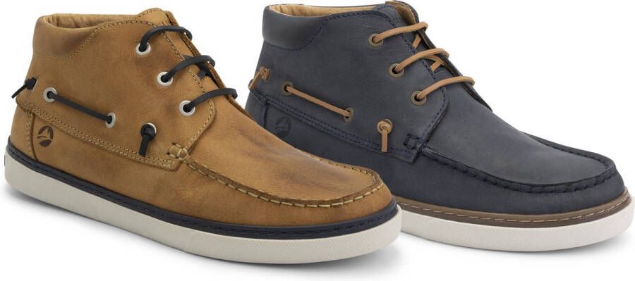 Travelin ' Helford hoge zomerschoenen heren leren Mocassins hoog Veterschoenen mannen Lichtbruin leer