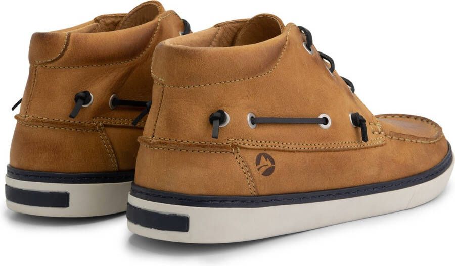 Travelin ' Helford hoge zomerschoenen heren leren Mocassins hoog Veterschoenen mannen Lichtbruin leer