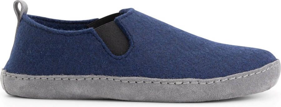 Travelin ' In-Home Dames Sloffen Wollen Pantoffels Instappers met suède zool Navy Blauw