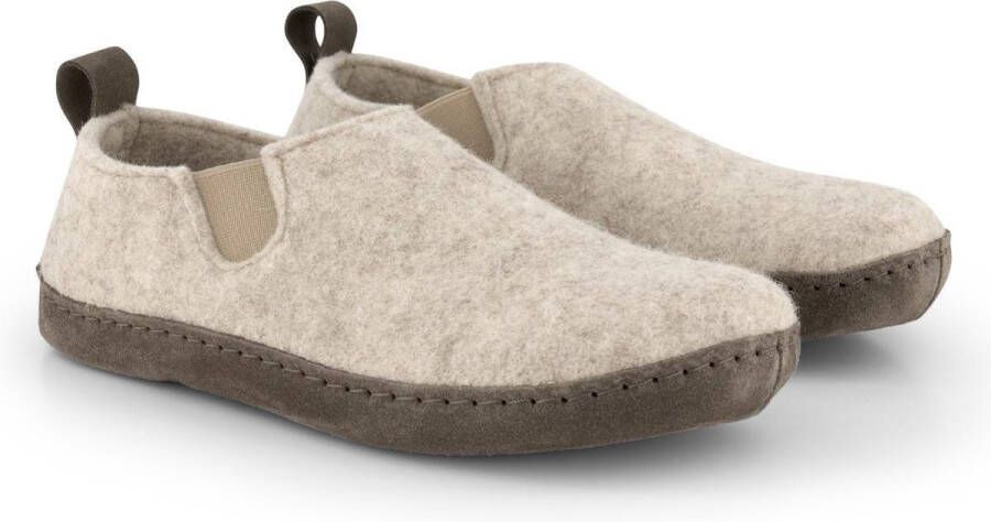 Travelin ' In-Home Dames Sloffen Wollen Pantoffels Suede zool Beige