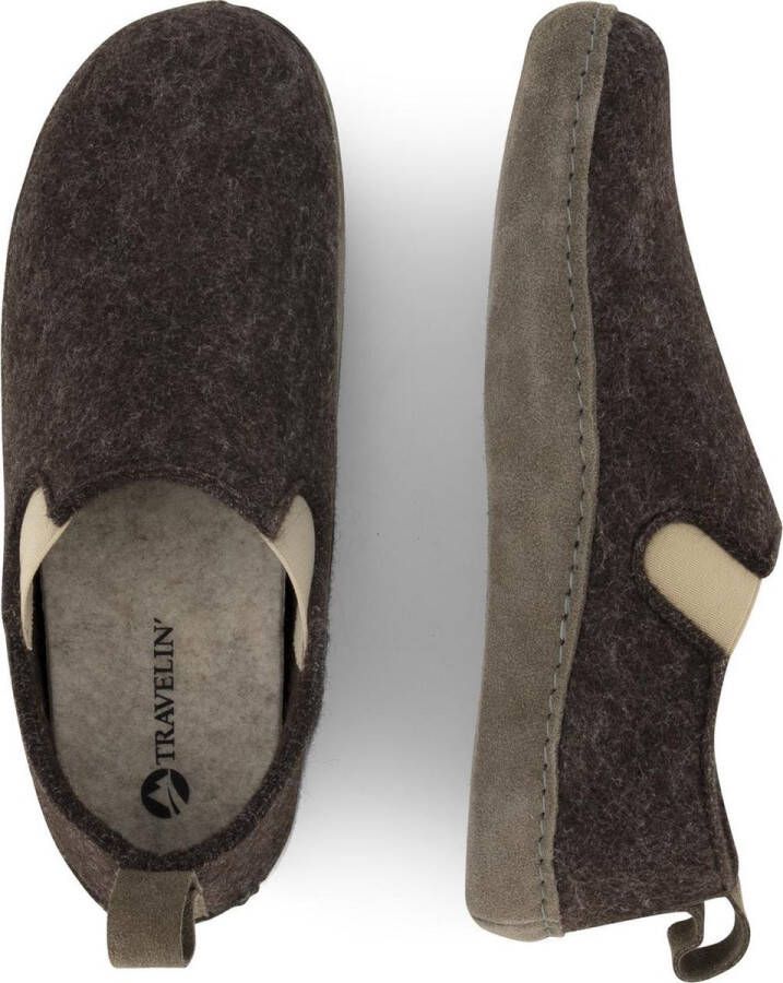 Travelin ' In-Home Dames Sloffen Wollen Pantoffels Suede zool Bruin