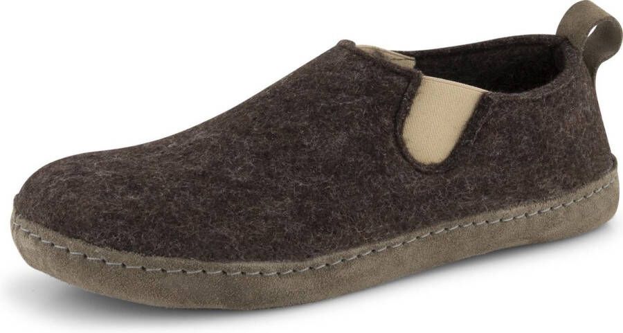 Travelin ' In-Home Dames Sloffen Wollen Pantoffels Suede zool Bruin