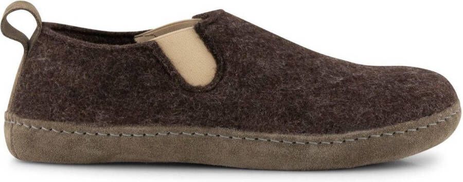 Travelin ' In-Home Dames Sloffen Wollen Pantoffels Suede zool Bruin