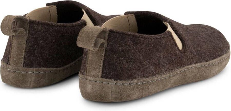 Travelin ' In-Home Dames Sloffen Wollen Pantoffels Suede zool Bruin