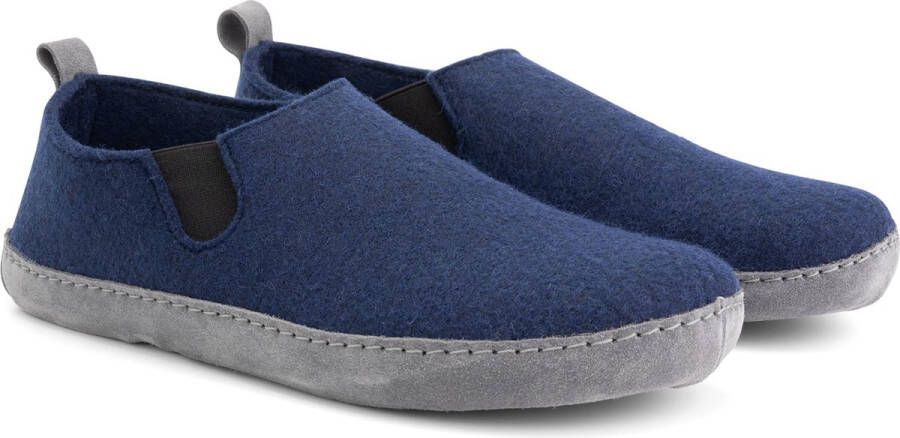 Travelin ' In-Home Heren Sloffen Wollen Pantoffels Instappers met suède zool Marine Blauw