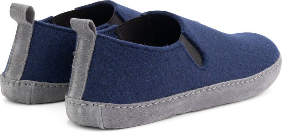 Travelin ' In-Home Heren Sloffen Wollen Pantoffels Instappers met suède zool Marine Blauw