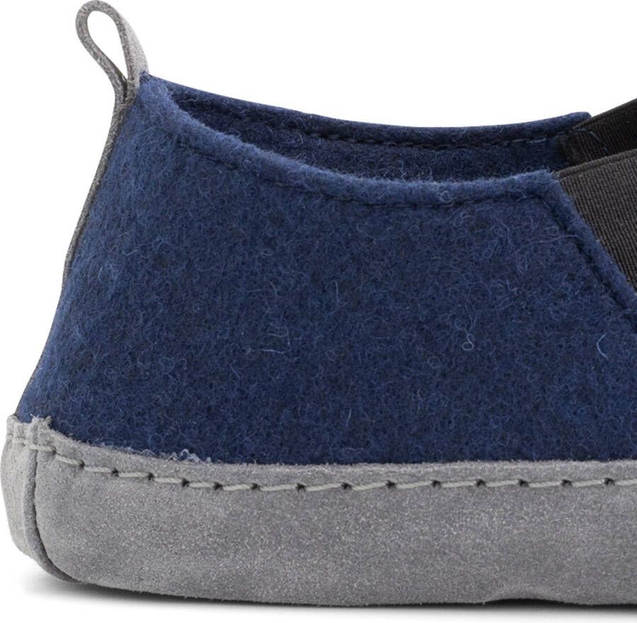 Travelin ' In-Home Heren Sloffen Wollen Pantoffels Instappers met suède zool Marine Blauw