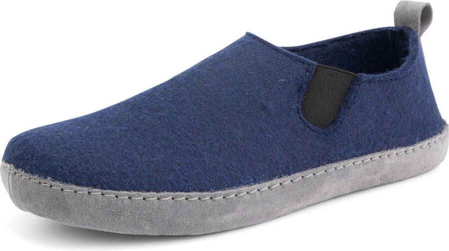 Travelin ' In-Home Heren Sloffen Wollen Pantoffels Instappers met suède zool Marine Blauw