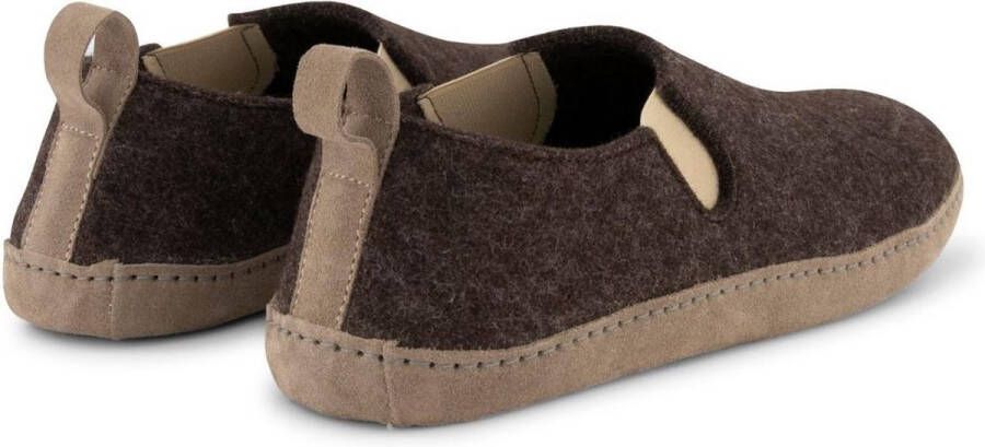 Travelin ' In-Home Heren Sloffen Wollen Pantoffels Suede zool Bruin