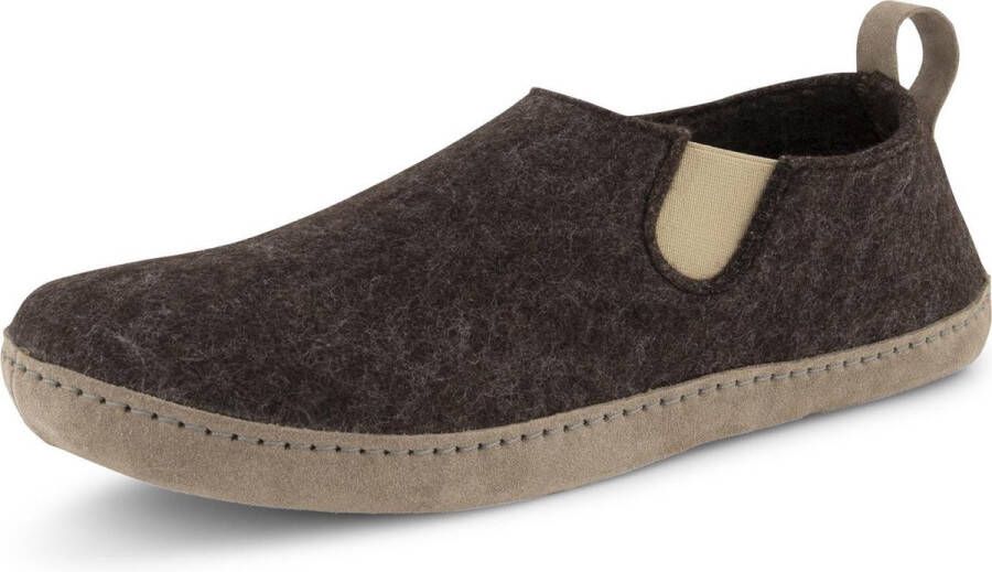 Travelin ' In-Home Heren Sloffen Wollen Pantoffels Suede zool Bruin