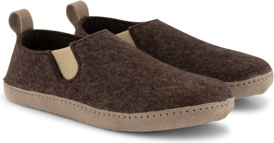 Travelin ' In-Home Heren Sloffen Wollen Pantoffels Suede zool Bruin