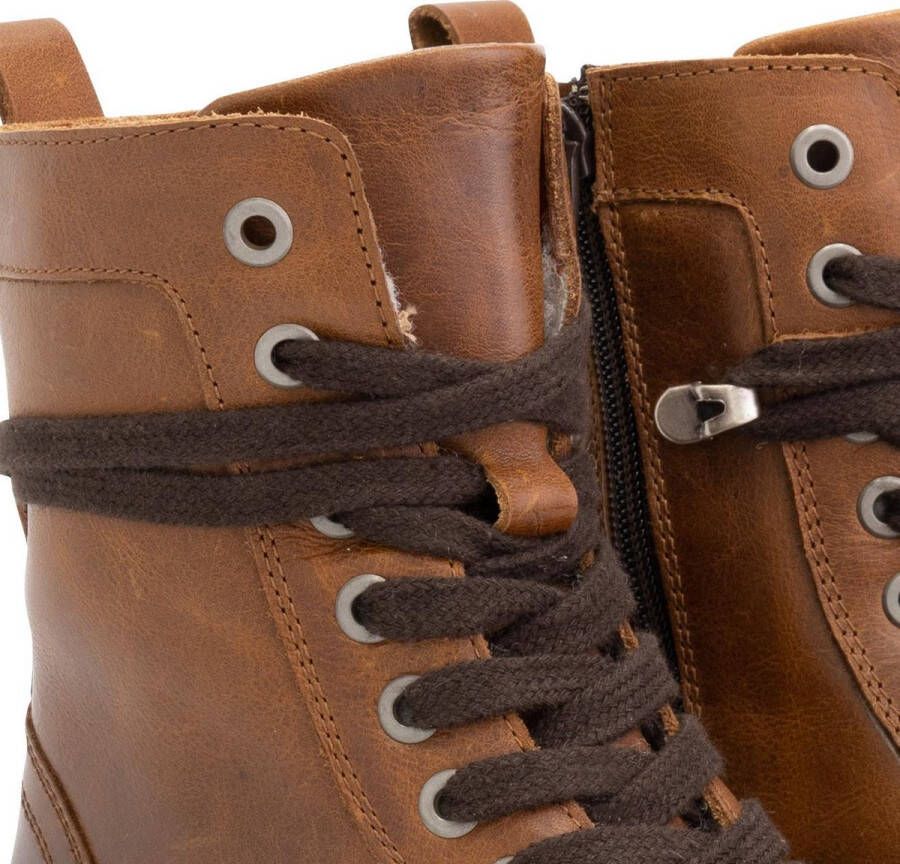 Travelin ' Kvinlog Dames Leren Veterschoenen Wol gevoerde boots Cognac leer