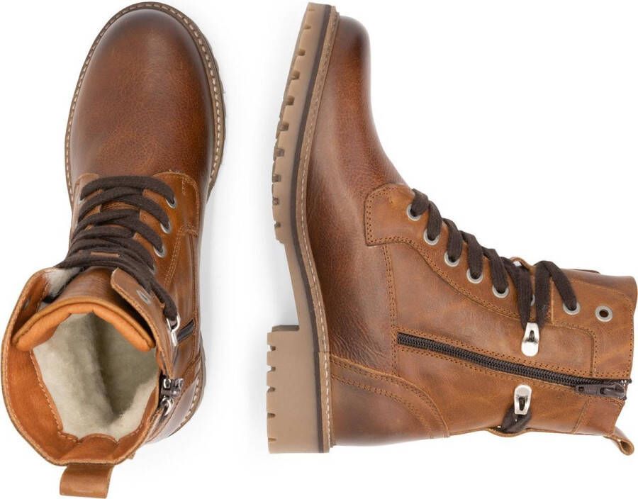 Travelin Kvinlog Dames Leren Veterschoenen Wol gevoerde boots Cognac leer Schoenen