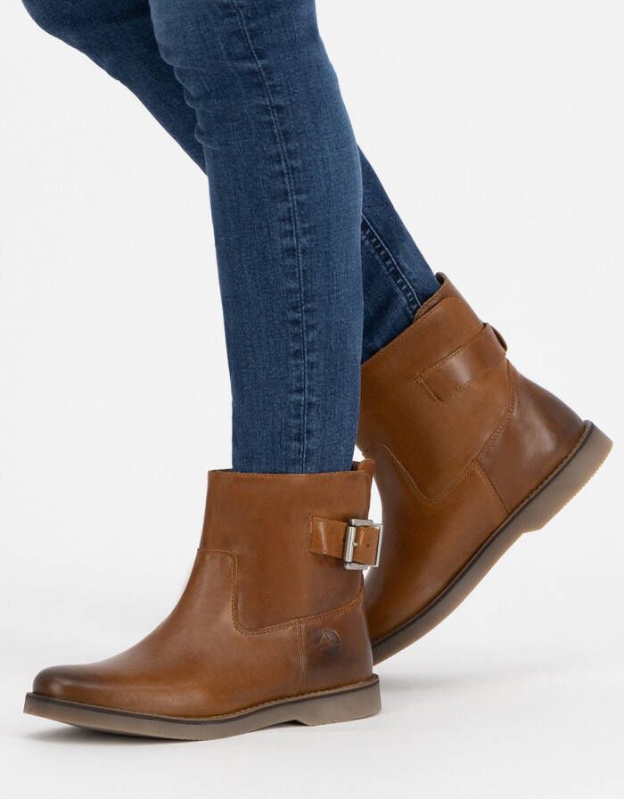 Travelin ' Louargat Dames Leren Enkellaarsjes Boots vrouwen Cognac Bruin Leer