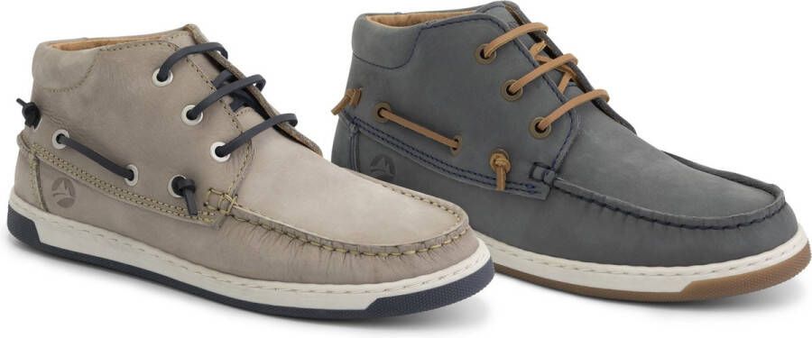 Travelin ' Maenporth hoge zomerschoenen dames leren Mocassins hoog Veterschoenen vrouwen blauw leer