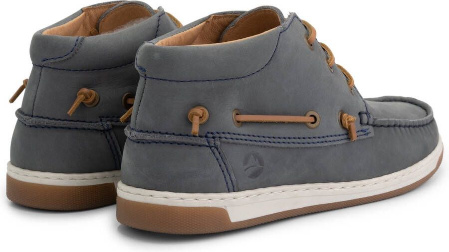 Travelin ' Maenporth hoge zomerschoenen dames leren Mocassins hoog Veterschoenen vrouwen blauw leer