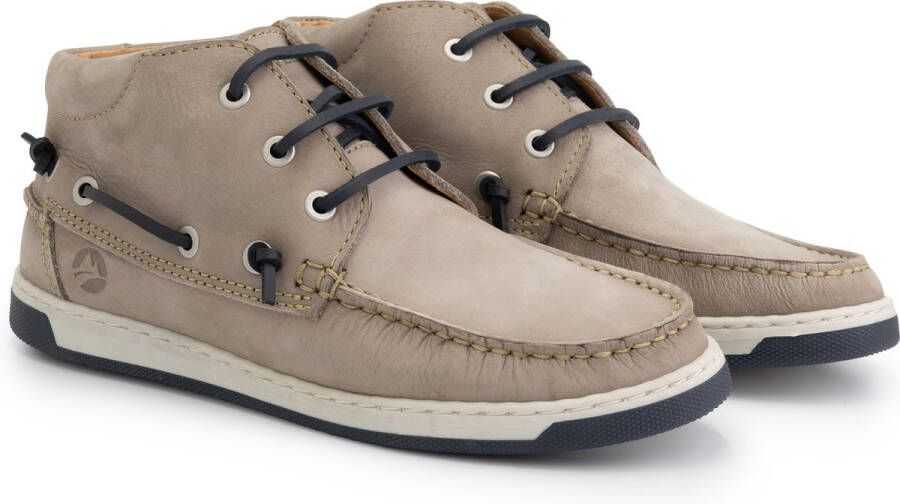 Travelin ' Maenporth hoge zomerschoenen dames leren Mocassins hoog Veterschoenen vrouwen Grijs leer