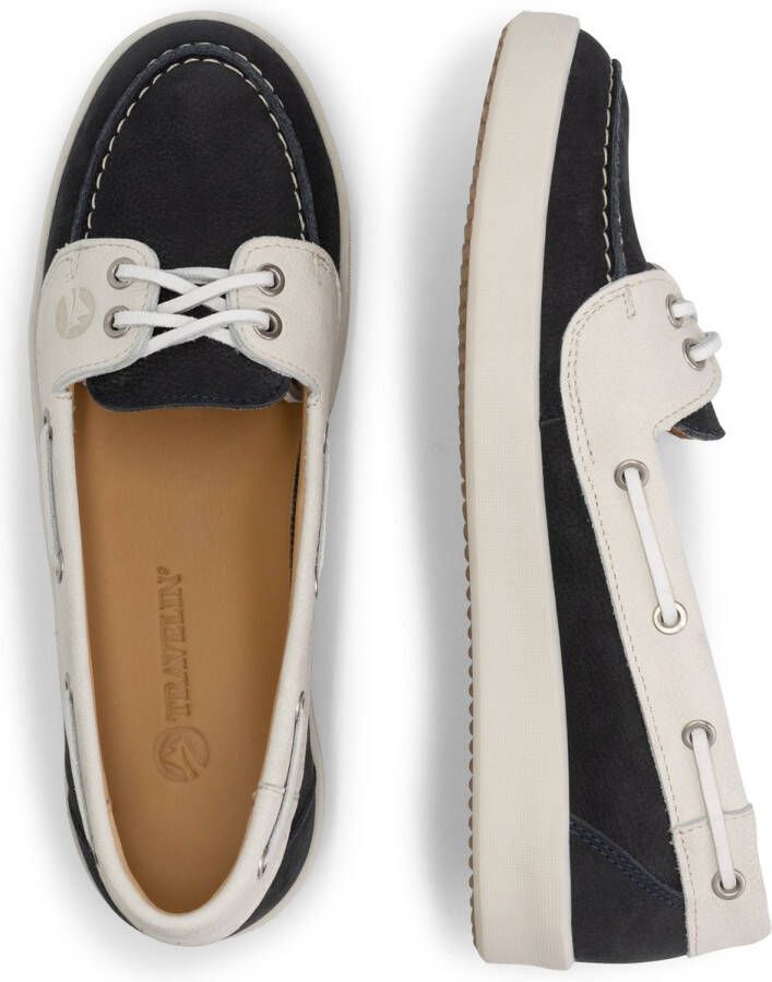 Travelin ' Marazion Leren Dames instappers Zomerschoenen vrouwen mocassins Donkerblauw leer