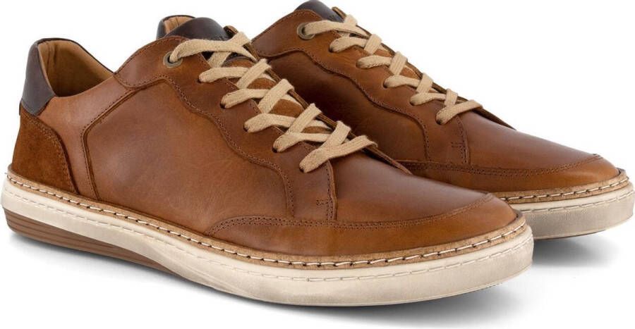 Travelin ' Northampton Casual leren herensneakers Veterschoen Cognac Bruin leer - Foto 2