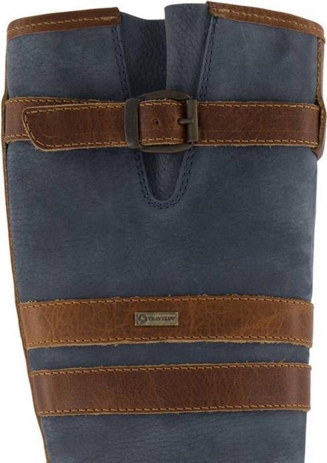 Travelin ' Norway Dames Wolgevoerde Outdoorlaars Waterdicht en Ademend Wandellaarzen Blauw Leer