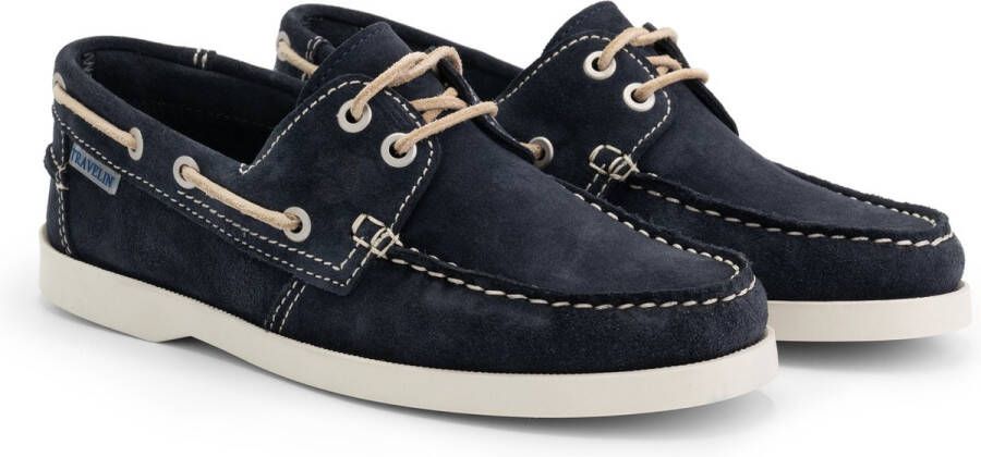 Travelin ' Penzance Damesschoenen mocassins Suede Leer instappers vrouwen Donkerblauw leer