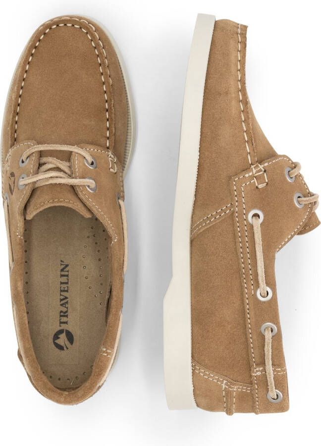 Travelin ' Penzance Damesschoenen mocassins Suede Leer instappers vrouwen Lichtbruin leer