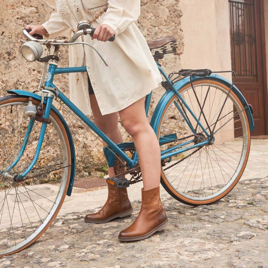 Travelin ' Pleubian Dames Leren Enkellaarzen Nette schoenen vrouwen Cognac Bruin Leer