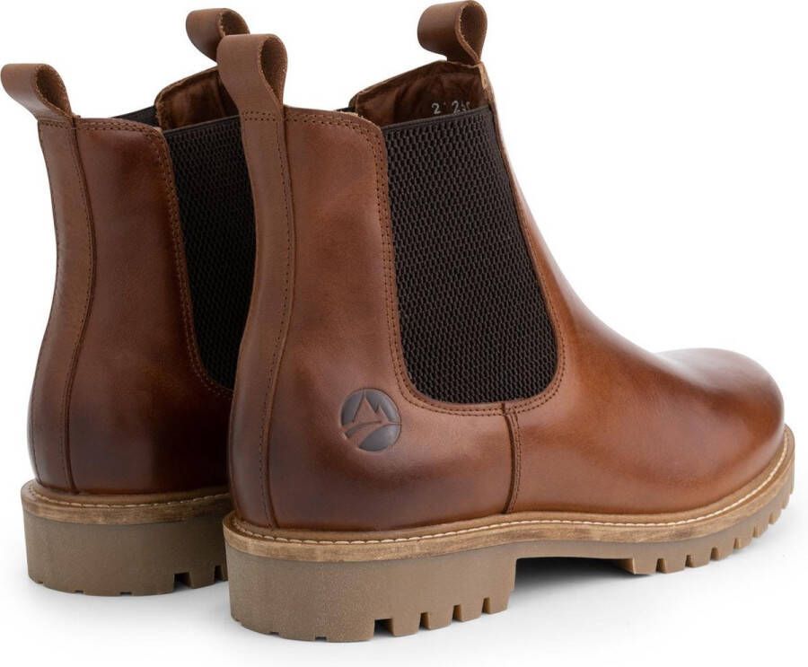 Travelin ' Rosseland Heren Leren Chelseaboots Wol gevoerd Cognac Leer