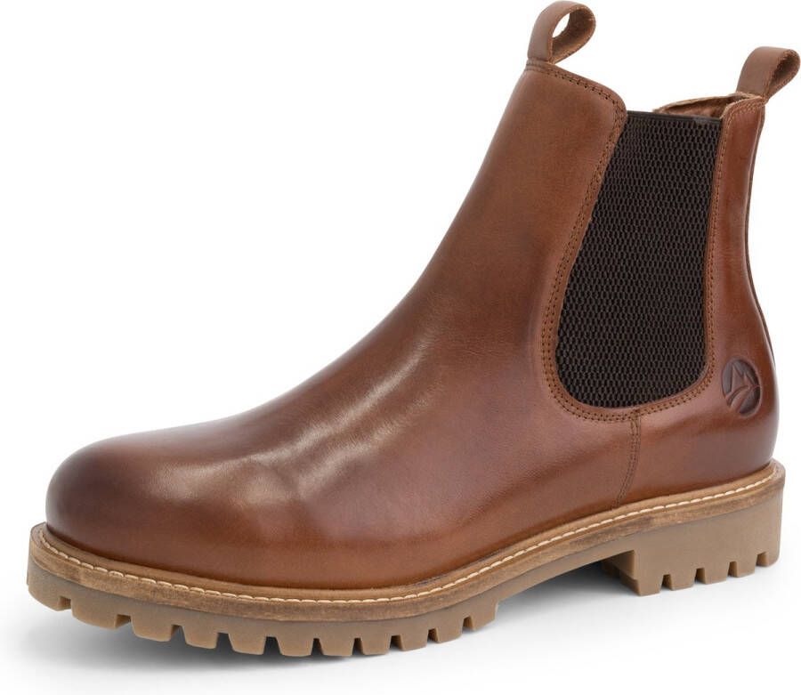 Travelin ' Rosseland Heren Leren Chelseaboots Wol gevoerd Cognac Leer