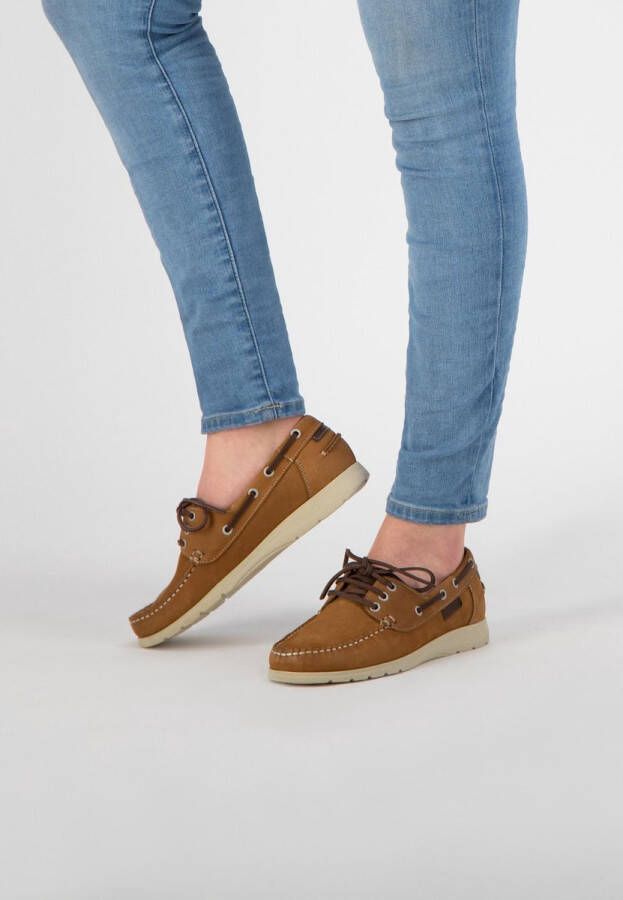 Travelin Seaport Dames Instappers Leren Moccasins met veter Cognac