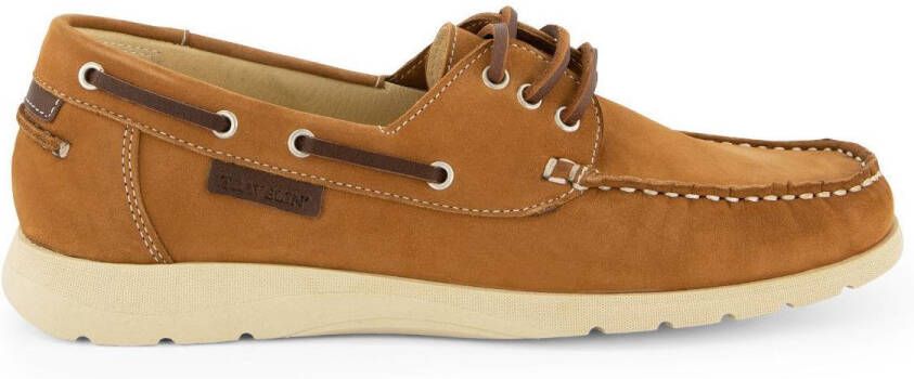 Travelin Seaport Dames Instappers Leren Moccasins met veter Cognac