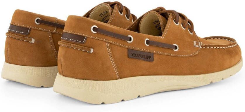 Travelin Seaport Dames Instappers Leren Moccasins met veter Cognac