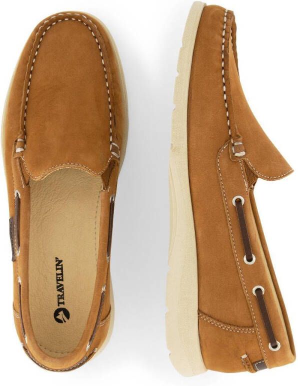 Travelin Seatown Dames Instappers Leren Moccasins Cognac